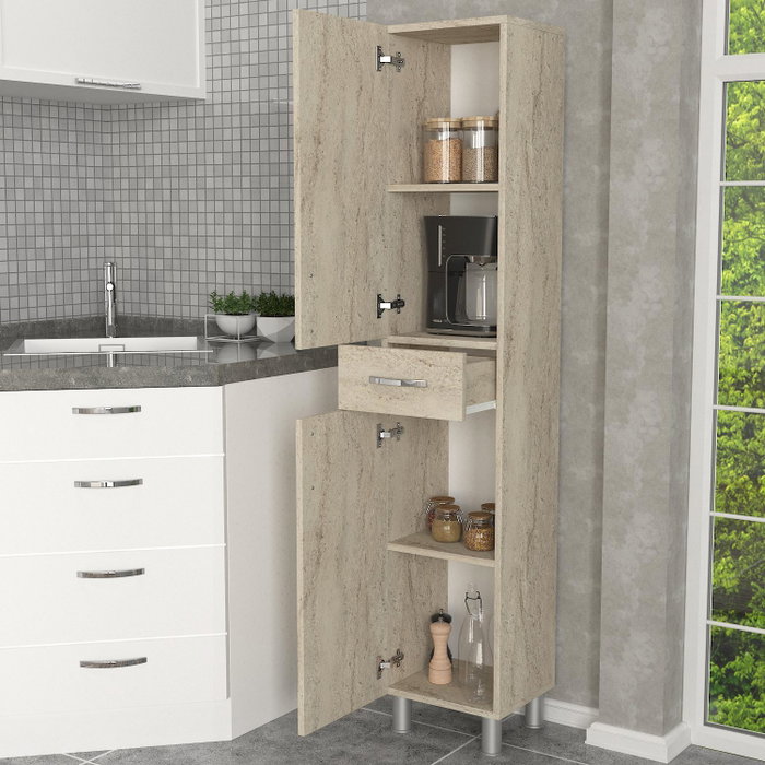 Hanah Home Mueble de Baño 2 Puertas 1 Cajón Selin Travertino Melamina 35x179x31.3cm